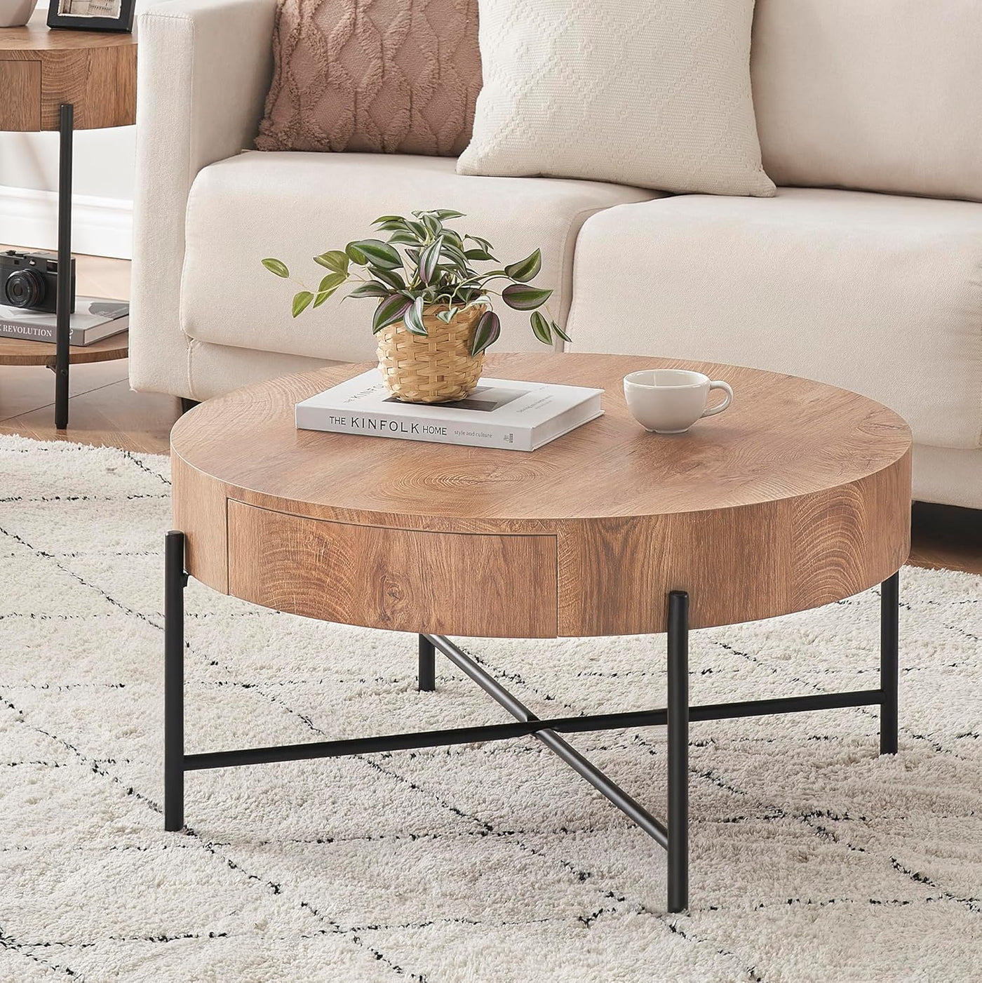 GAOMON Wood Coffee Table Center Table w/ Two Drawers (Missing boards to dresser) - $65