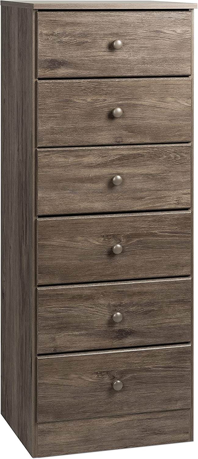 Prepac Astrid 6-Drawer Tall Chest, Drifted Gray - $115