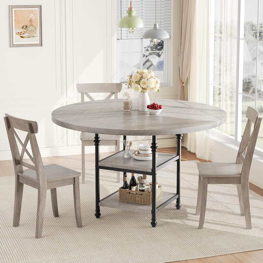 GarveeHome 47-Inch Round Dining Table for 4 with 1.59-Inch Thick Board - $95