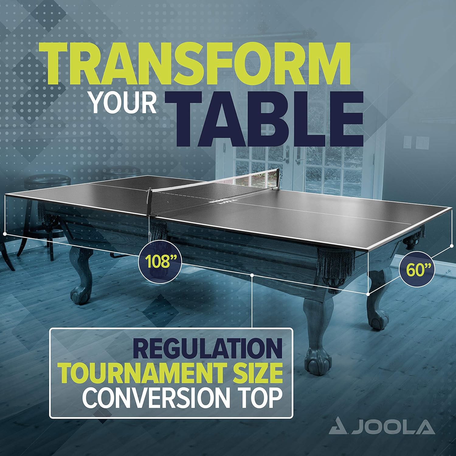 JOOLA Ping Pong Conversion Top with Net Set for Billiard and Pool Tables - $160