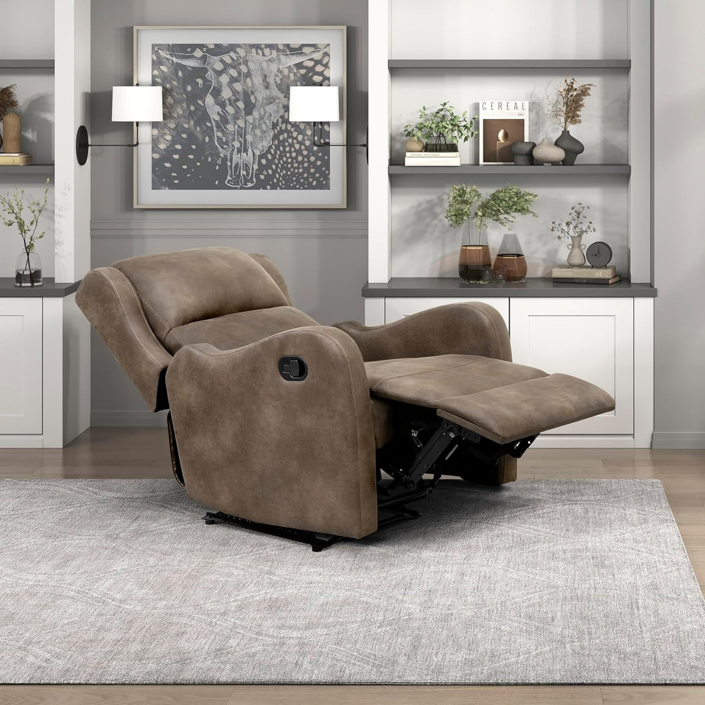 Lexicon Recliner Chair Living Room Reclining Sofa Chair, Brown - $285