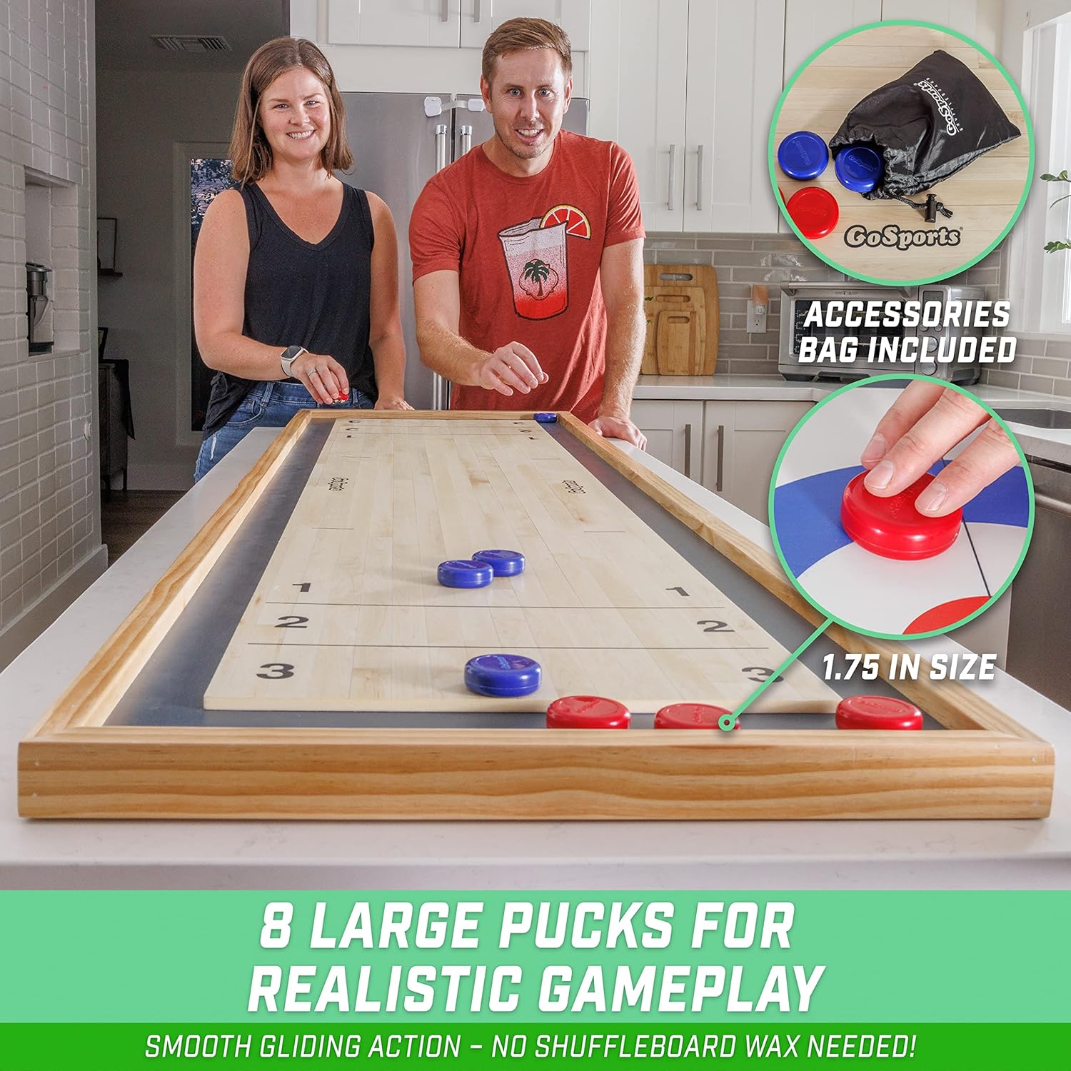 GoSports Shuffleboard and Curling 2 in 1 Board Games - Classic Tabletop - $90