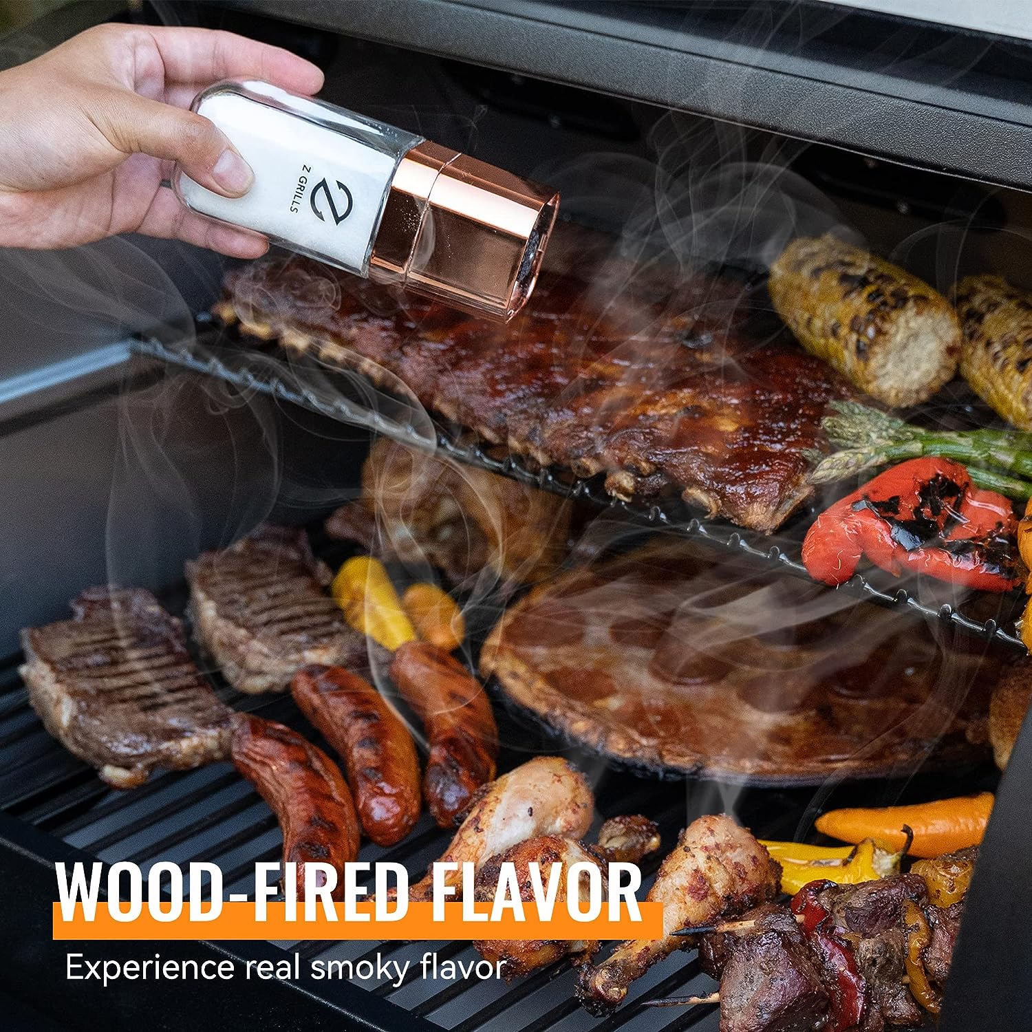 Z GRILLS Wood Pellet Smoker Grill, 8 in 1 BBQ Grill for Outdoor Cooking - $315