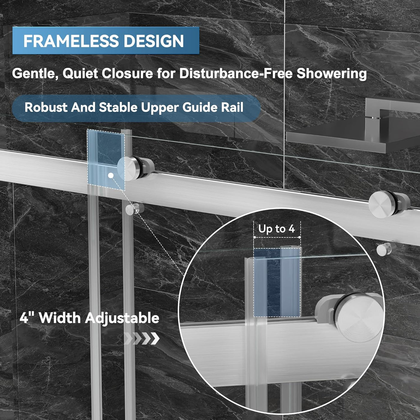 56"-60" W x 75" H Frameless Shower Door, Double Sliding Shower Door - $350