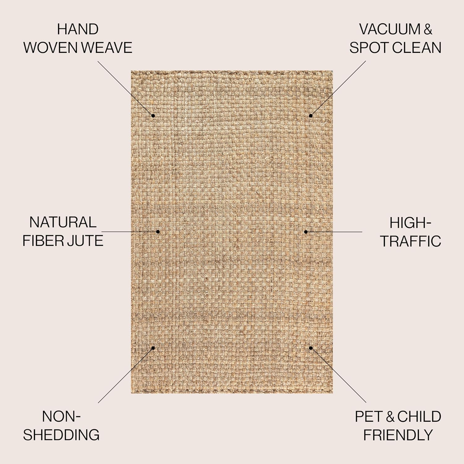 JONATHAN Y Hand Woven Boucle Chunky Jute Indoor Area-Rug, 8 X 10, Natural Color - $125