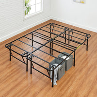 Amazon Basics Bed Frame with Storage, Foldable Metal Platform, Queen Size, Black - $60