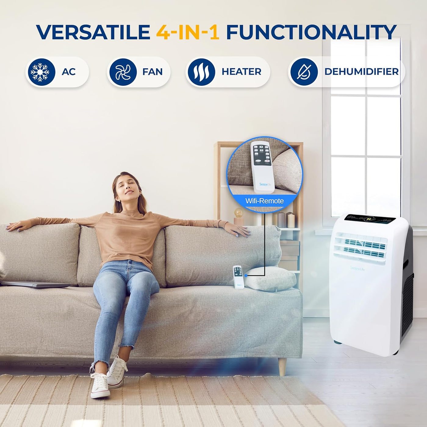 SereneLife Small Air Conditioner Portable 10,000 BTU with Built-in Dehumidifier - $230