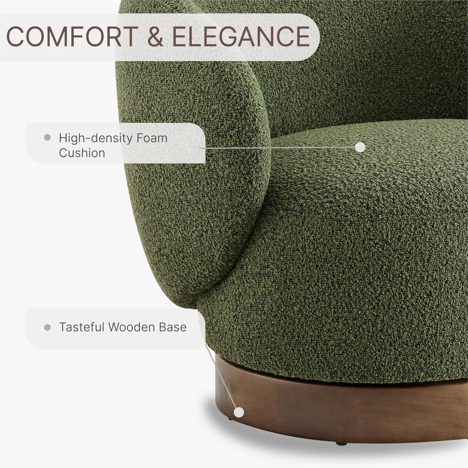 Swivel Accent Chair Round Barrel Armchair Upholstered Performance Fabric - $200