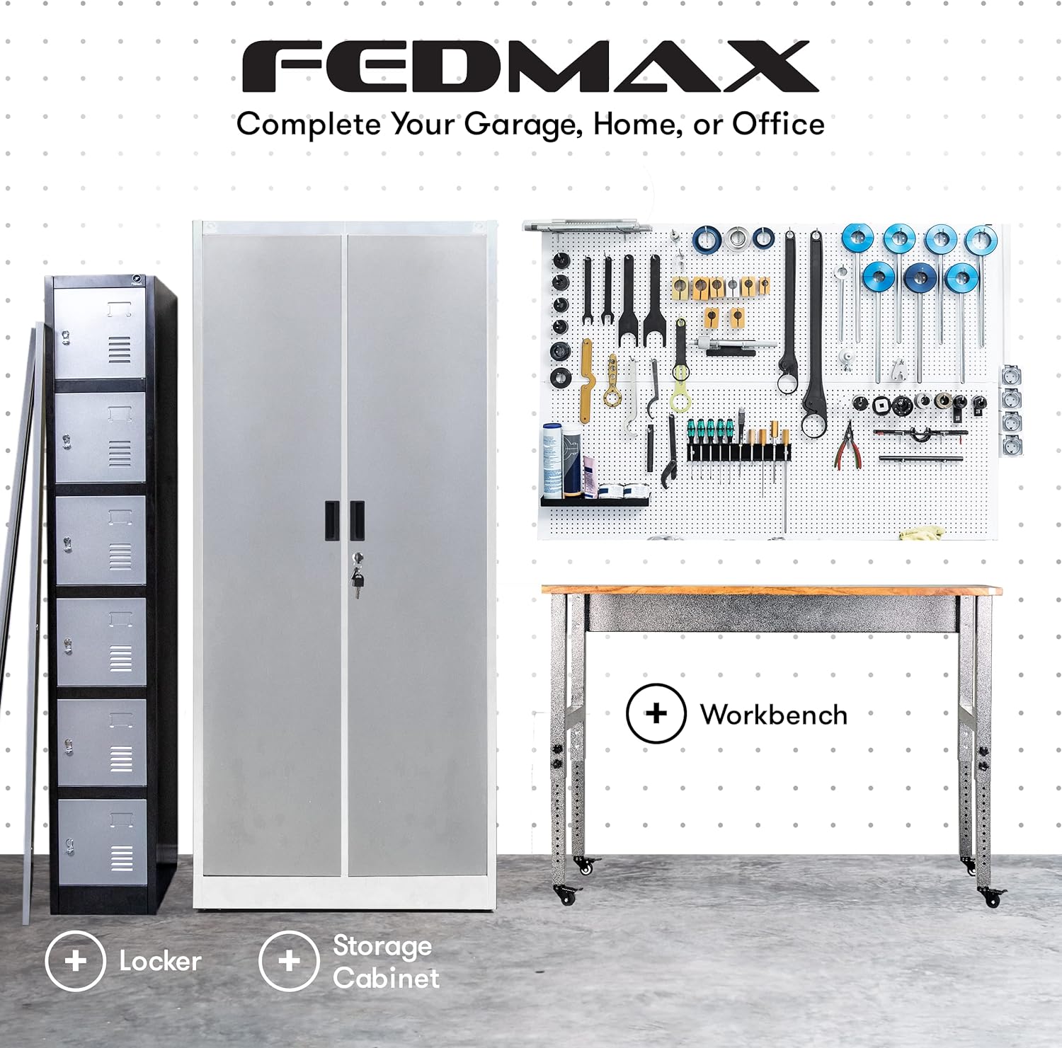 Fedmax Metal Garage Storage Cabinet - 71-inch Tall Large Steel Utility Locker - $115