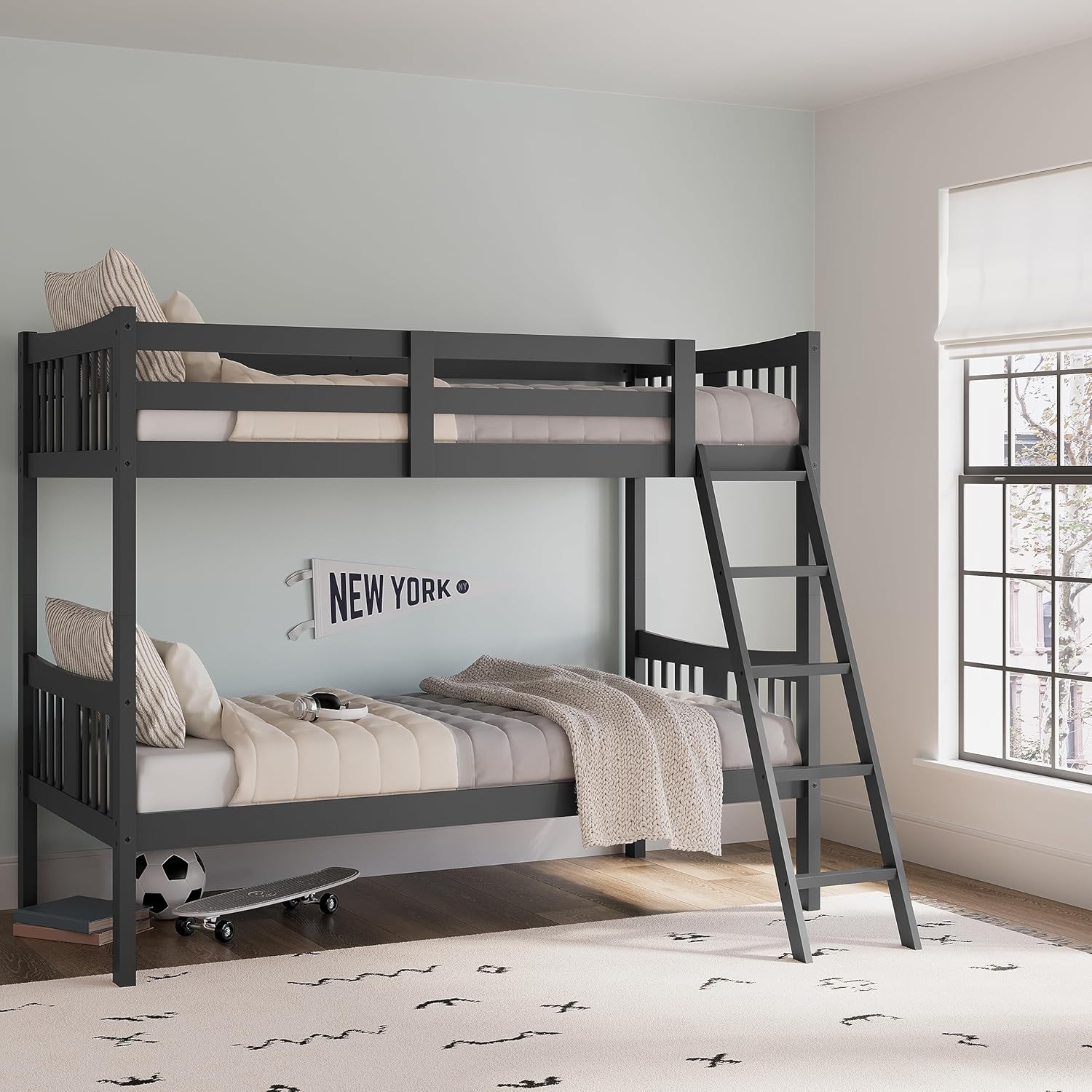 Storkcraft Caribou Twin-over-Twin Bunk Bed (Gray) – GREENGUARD Gold Certified - $135