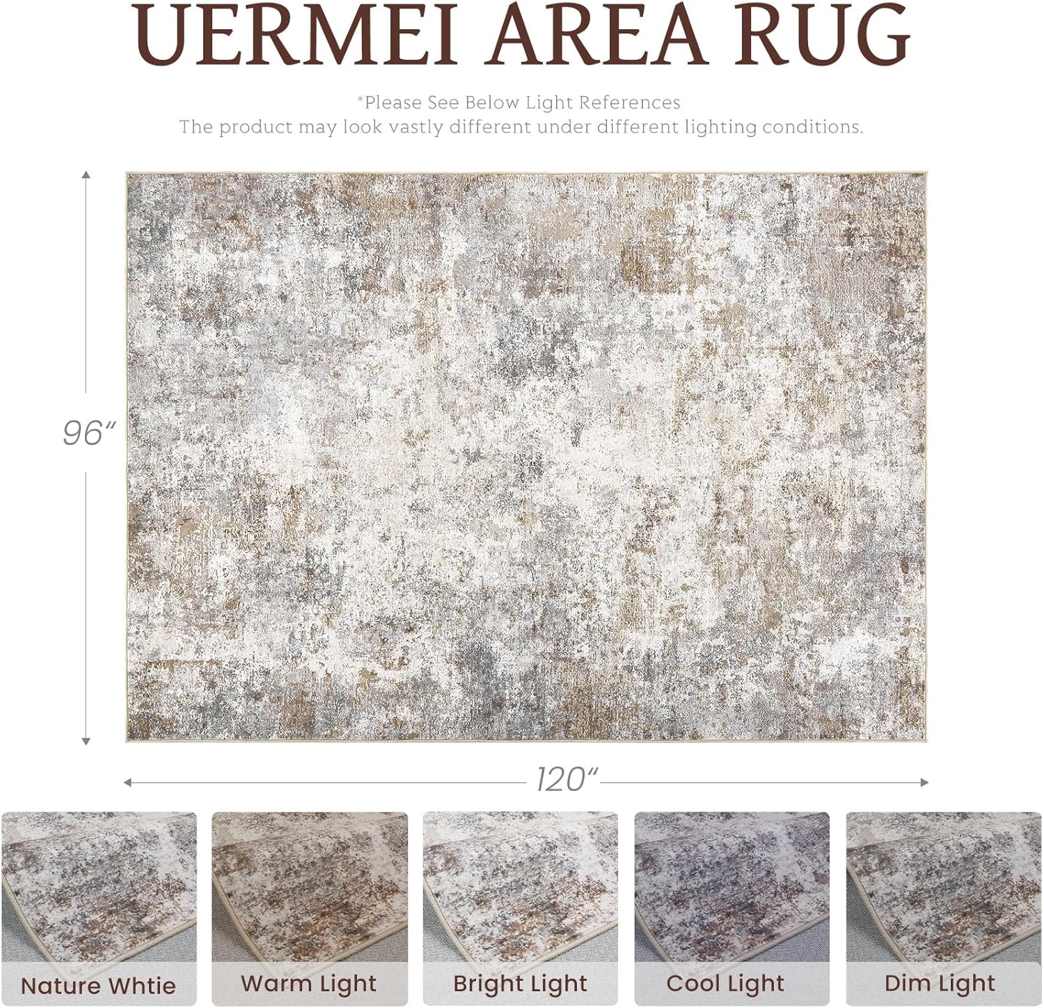 8x10 Area Rug Living Room Rugs - Washable Neutral Modern Abstract Soft Thin - $54