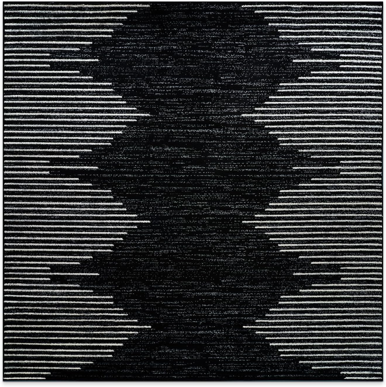 Rugshop Bohemian Stripe Stain Resistant Square Area Rug 6'6" x 6'6" Black - $40