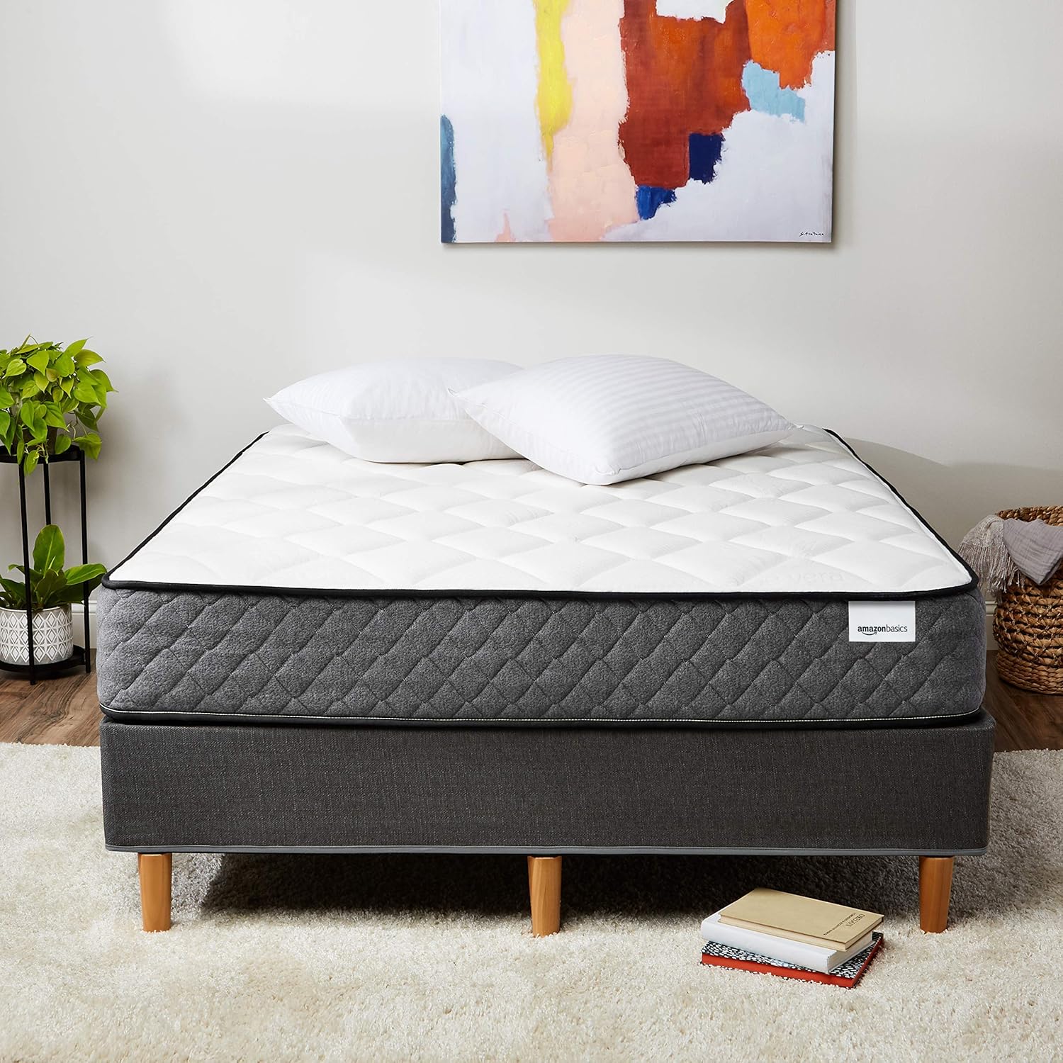 Amazon Basics Memory Foam Mattress, King Size Mattress, Hybrid, 12 Inch, White/Gray - $220