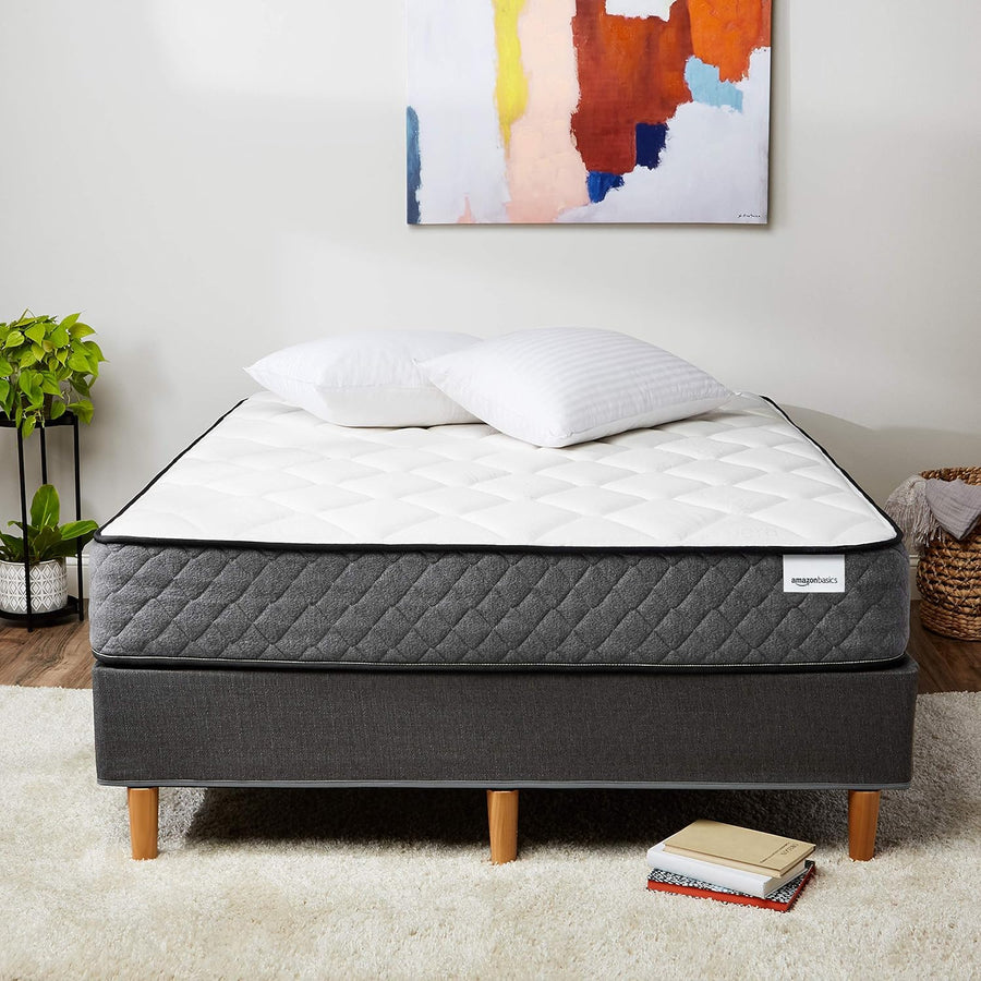 Amazon Basics Memory Foam Mattress, King Size Mattress, Hybrid, 12 Inch, White/Gray - $220