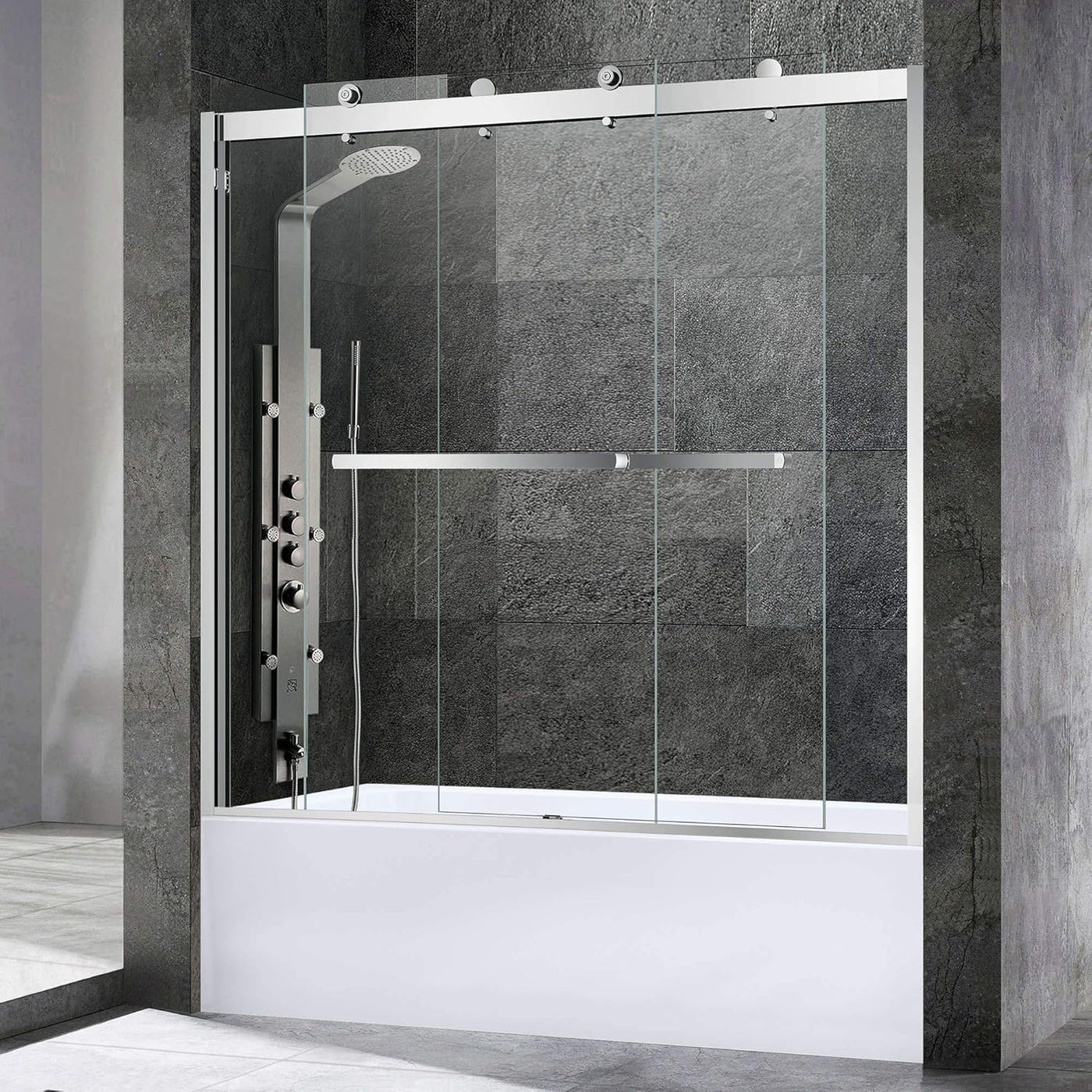 WOODBRIDGE Frameless Bathtub Shower Doors 56-60" Width x 62" Height with 3/8"(10mm) - $405
