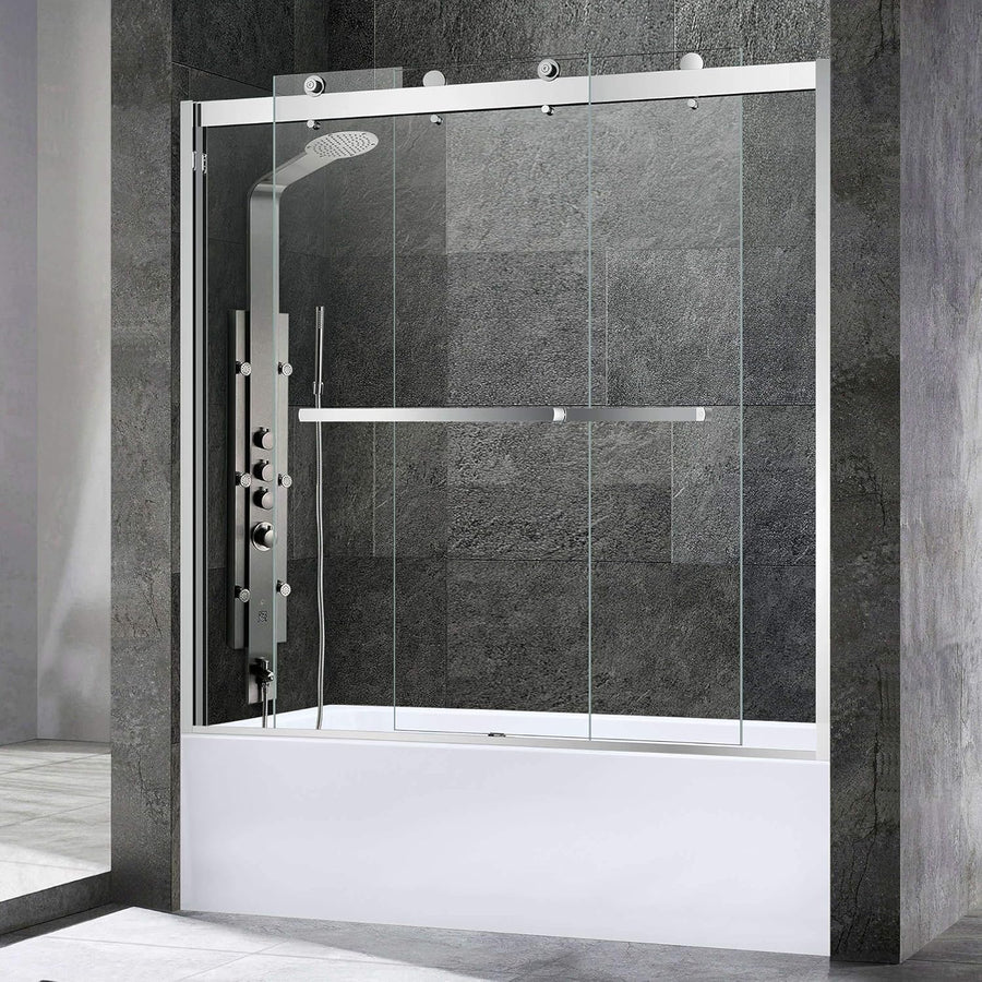 WOODBRIDGE Frameless Bathtub Shower Doors 56-60" Width x 62" Height with 3/8"(10mm) - $405