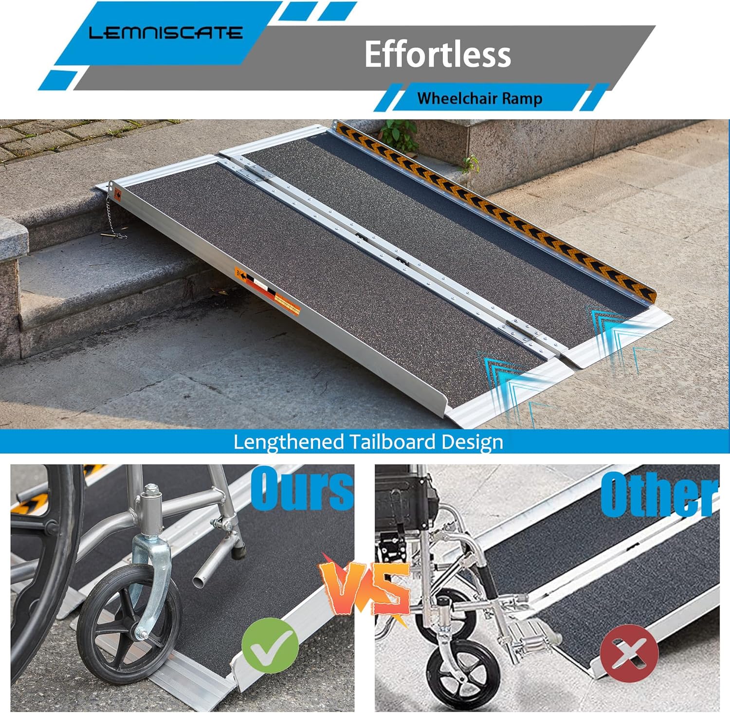 LEMNISCATE Portable Wheelchair Ramp 10FT, 120"L x 29.2”W - $265