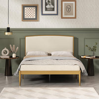 YUHUASHI Platform Metal Bed Frame, Simple Design (Beige & Gold, Full) - $325