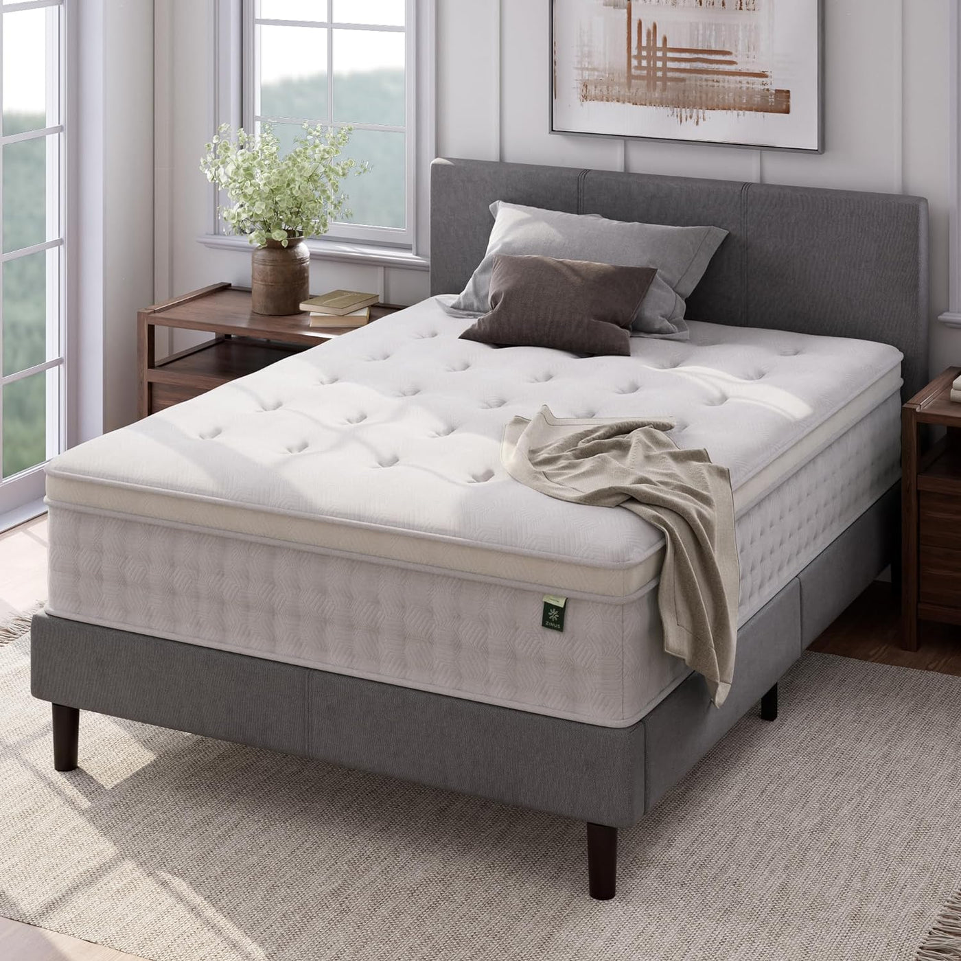 ZINUS 13 Inch Euro Top Pocket Spring Hybrid Mattress, King, Pressure Relief - $270