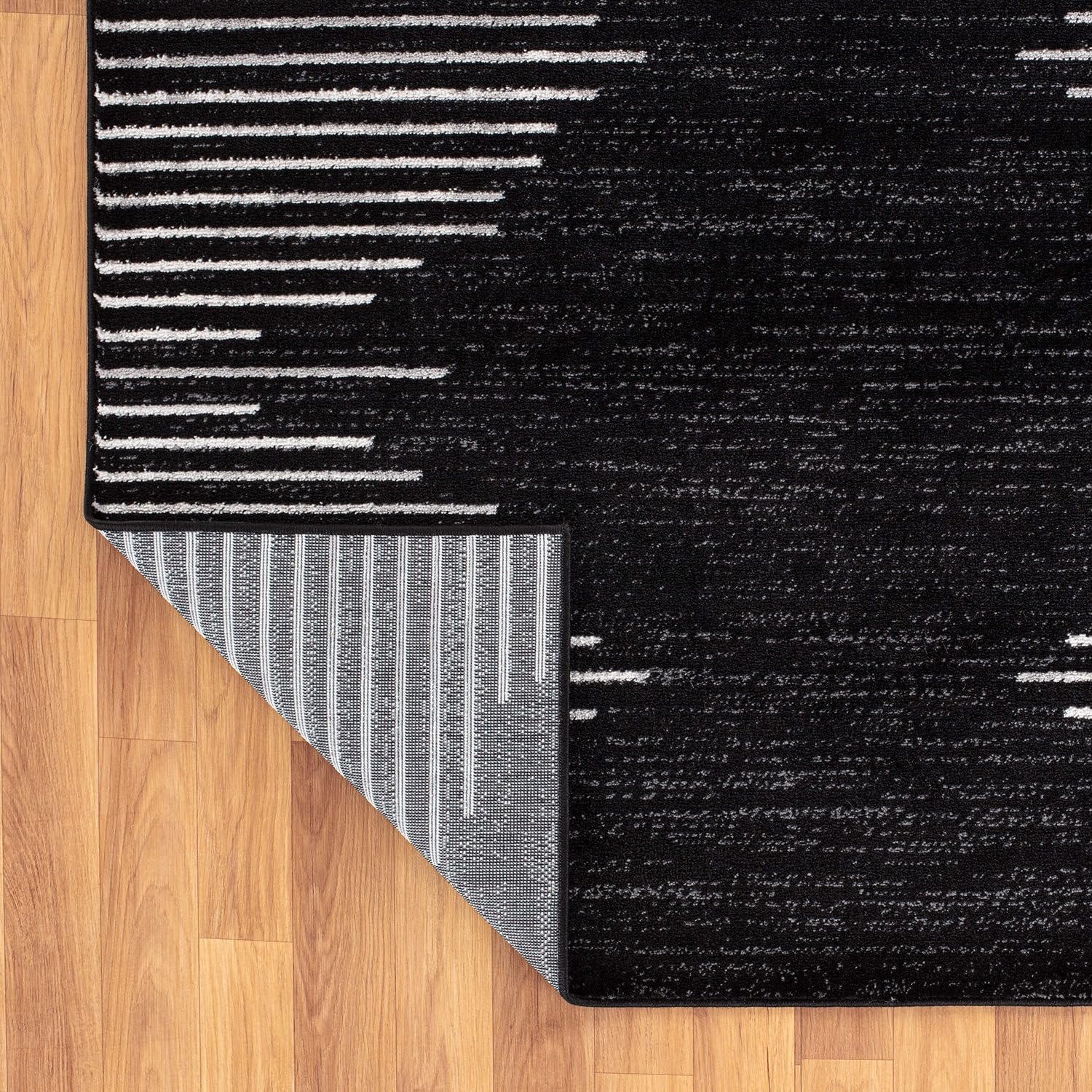 Rugshop Bohemian Stripe Stain Resistant Square Area Rug 6'6" x 6'6" Black - $40