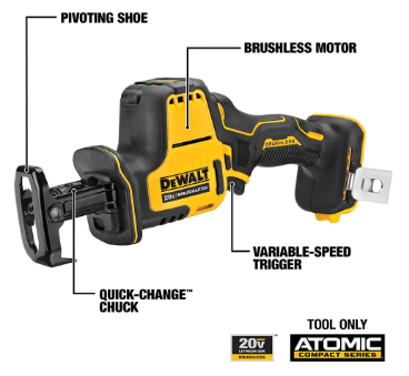 DEWALT ATOMIC 20V MAX Cordless Compact Reciprocating Saw (Tool Only) - $110