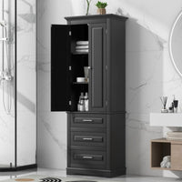 ZNTS Tall Storage Cabinet with Three Drawers for Bathroom/Office, Black WF299282AAB - $155