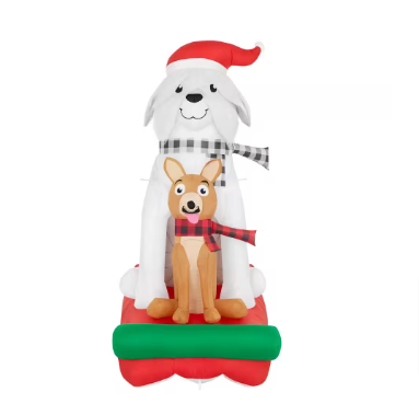 Home Accents Holiday 5 ft. LED 2 Dogs in Sleigh Inflatable - $50