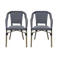 Noble House Baton Aluminum and Wicker Outdoor French Bistro Chairs, Set of 2 - $80