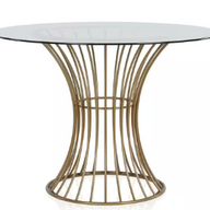 Westwood Glass Top Dining Table, Tempered Glass with Soft Brass (2 Boxes) - $220