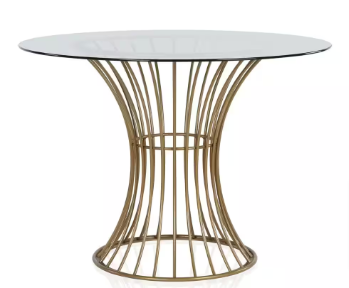 Westwood Glass Top Dining Table, Tempered Glass with Soft Brass (2 Boxes) - $220