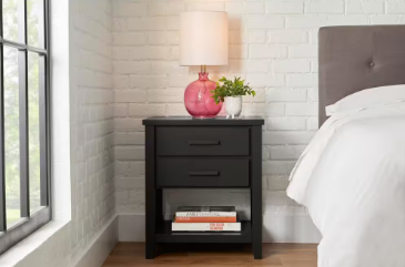 StyleWell Stafford Dark Charcoal 2-Drawer Nightstand - $125