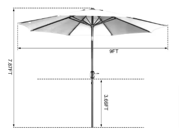 Villacera 9 ft. Aluminum Market Auto Tilt Patio Umbrella in Gray - $45