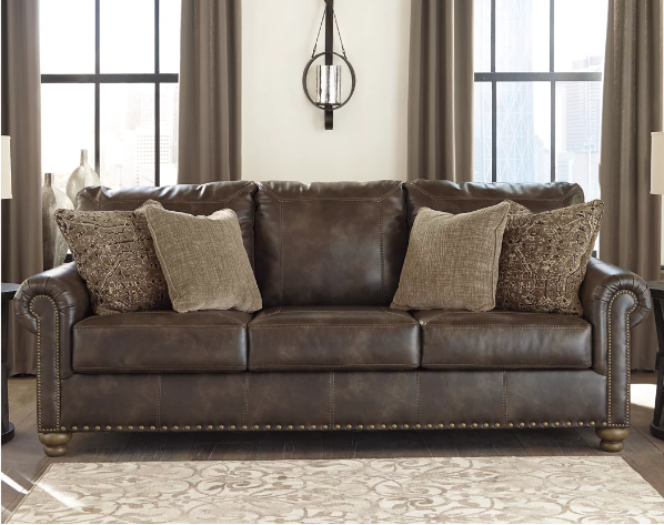 Nicorvo Brown Faux Leather Sofa -  $500