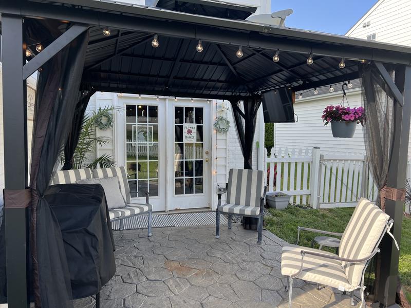 10 ft. x 10 ft. Holden Outdoor Patio Black Hard Top Galvanized Steel Gazebo - $650