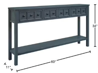 Rustic 60 in. Navy Standard Rectangle Wood Console Table - $260