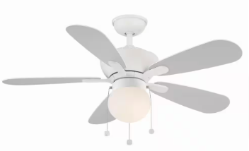 Loomis 44 in. LED Indoor Matte White Ceiling Fan with Light - $60