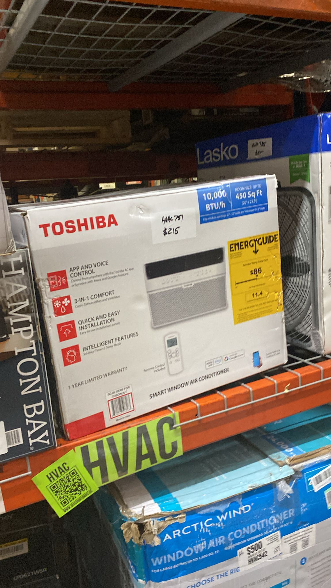 Toshiba 10,000 BTU 115-Volt Smart Wi-Fi Touch Control Window Air Conditioner - $215