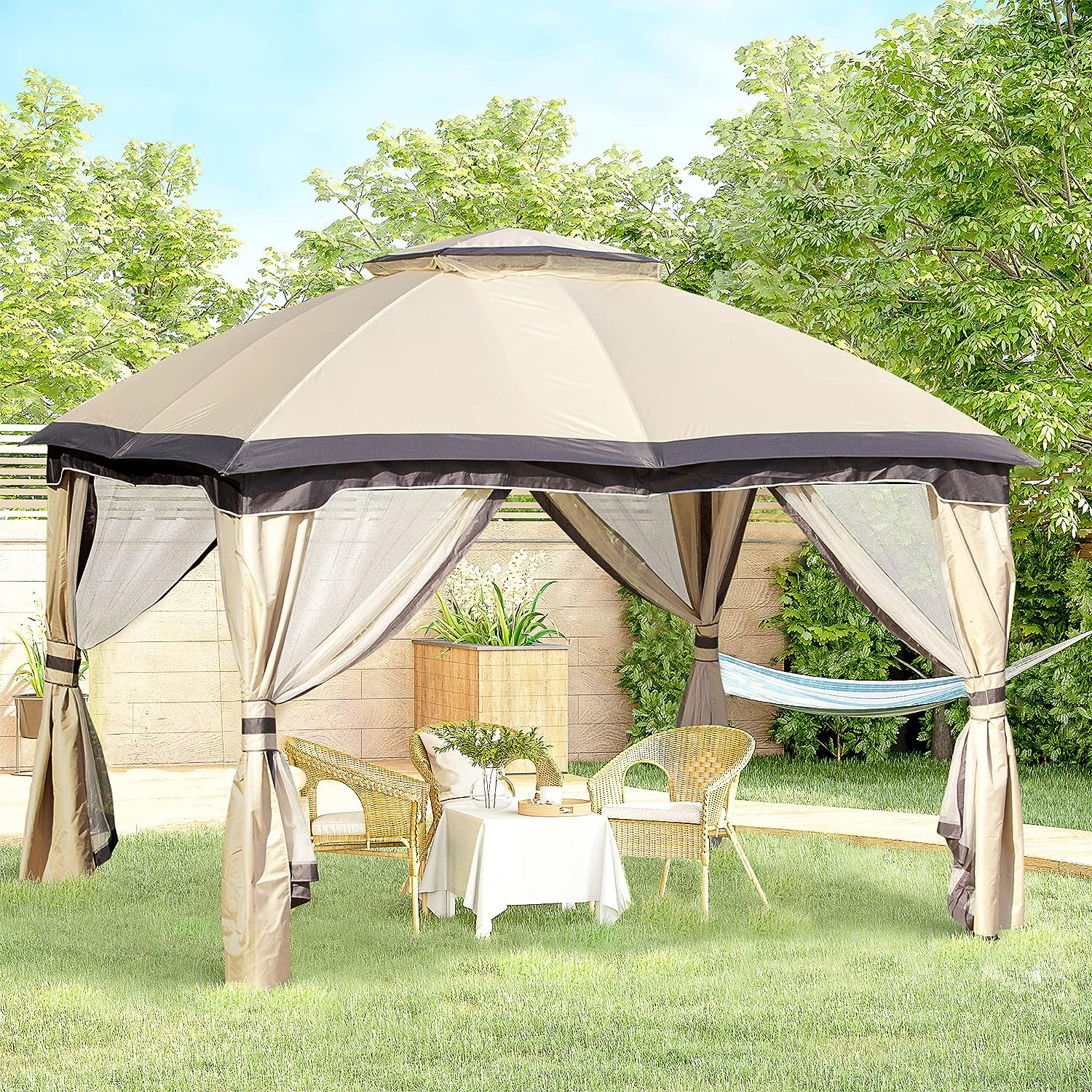 Outsunny 10' x 12' Outdoor Gazebo, Canopy Shelter w/Double Vented Roof - $290