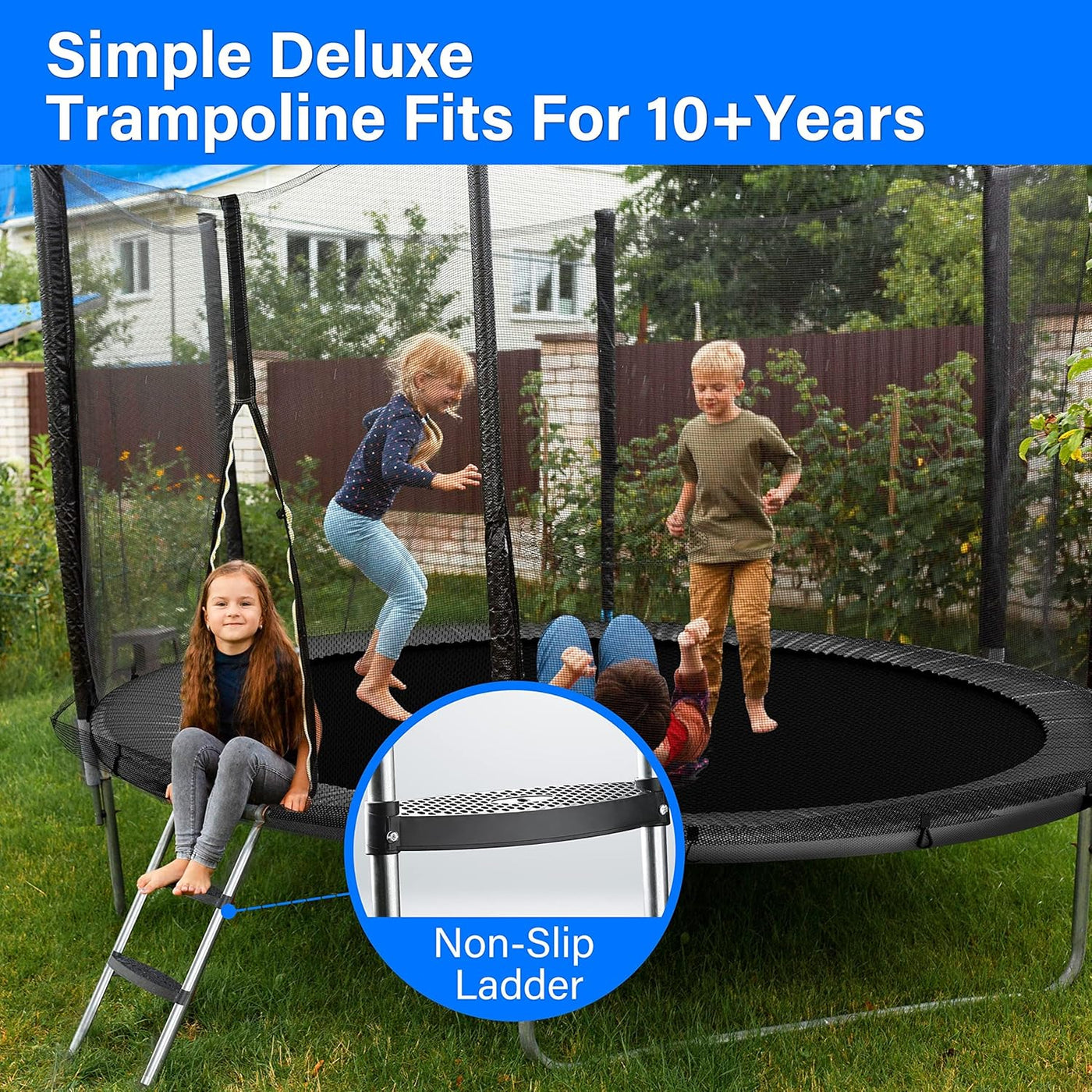 Simple Deluxe Recreational Trampoline with Enclosure Net,Wind Stakes, 12FT - $210