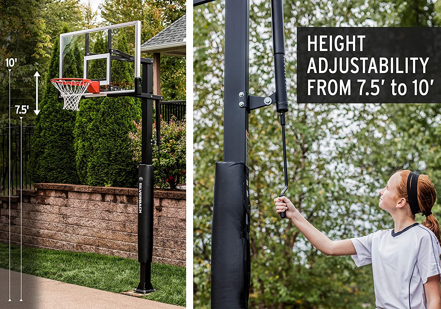Silverback 54" and 60" In-Ground Basketball Systems with Adjustable-Height - $600