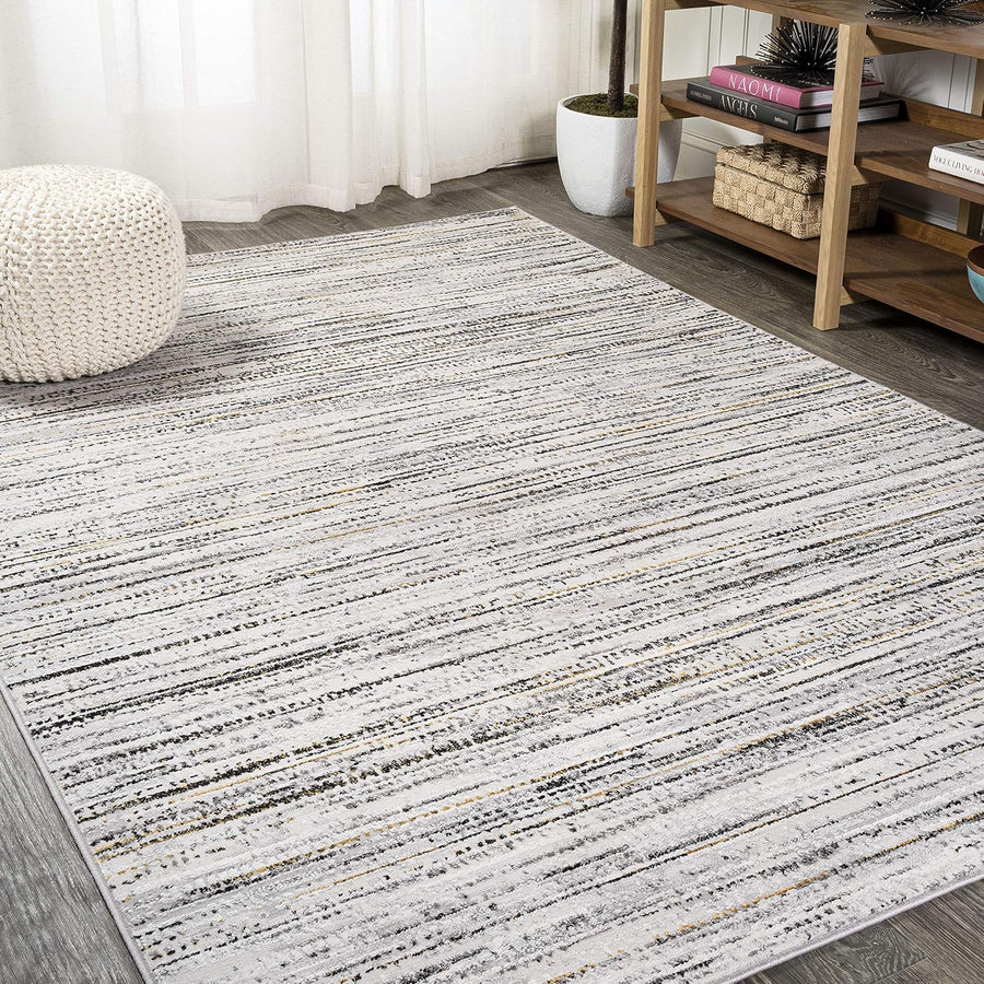 JONATHAN Y SOR200A-5 Loom Modern Strie' Indoor Area-Rug, 5 x 8 ft, Gray/Black - $45