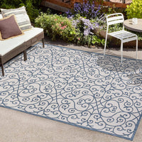 JONATHAN Y SMB107F-5 Madrid Vintage Filigree Textured Weave Indoor Outdoor Area Rug, 5x8’ - $30