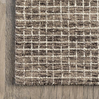Rugs USA Melrose Checked Wool Area Rug - 6x9 Area Rug Farmhouse Brown/Ivory - $85