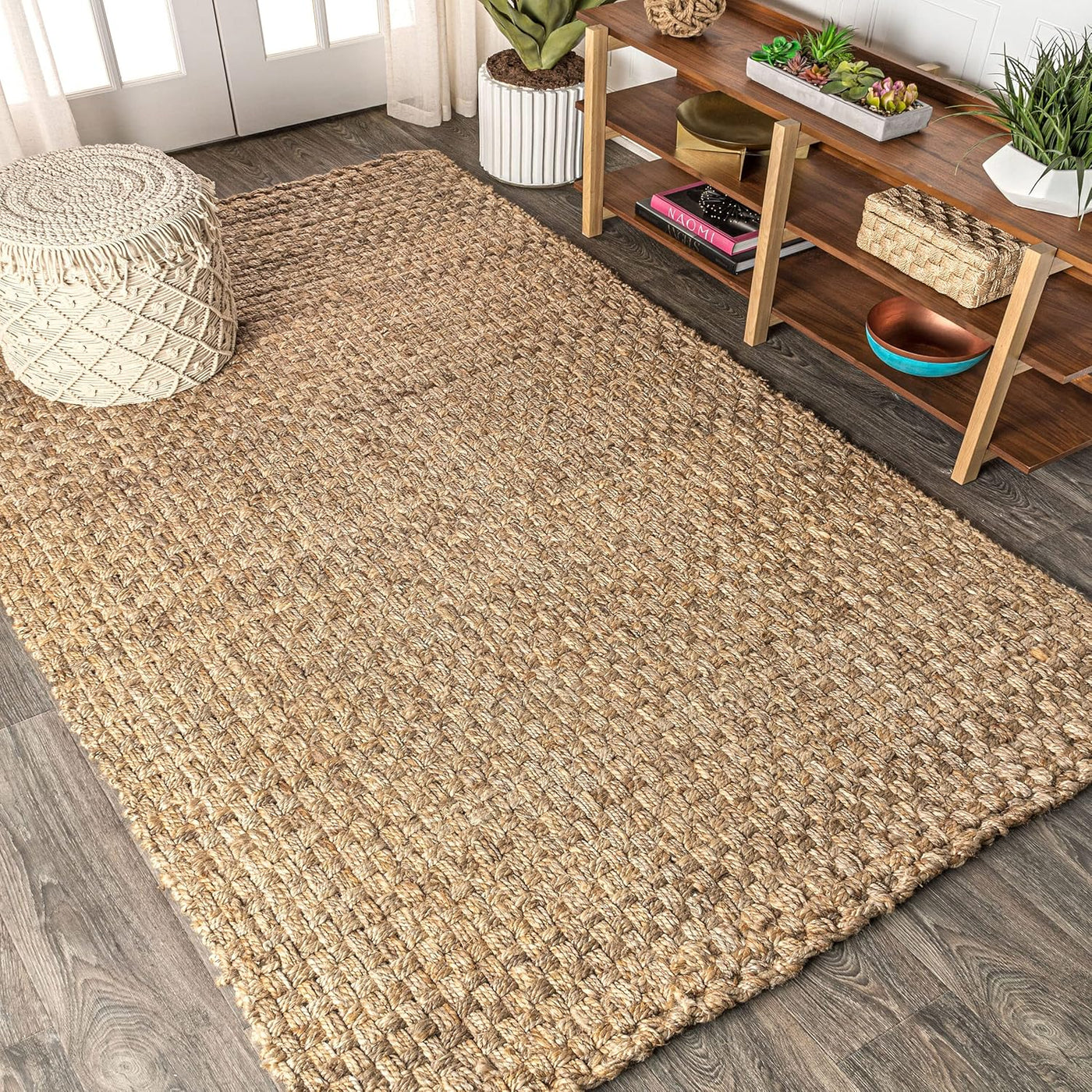 JONATHAN Y Hand Woven Boucle Chunky Jute Indoor Area-Rug, 8 X 10, Natural Color - $125