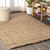 JONATHAN Y Hand Woven Boucle Chunky Jute Indoor Area-Rug, 8 X 10, Natural Color - $125