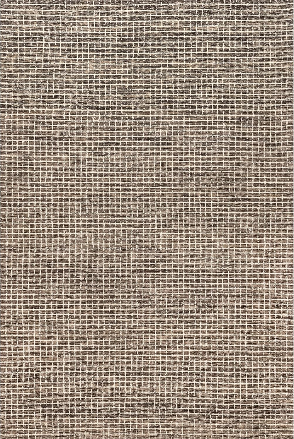 Rugs USA Melrose Checked Wool Area Rug - 6x9 Area Rug Farmhouse Brown/Ivory - $85