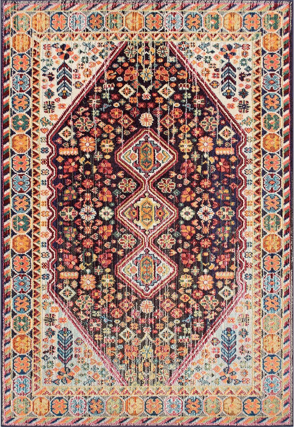 nuLOOM Erline Colorful Bohemian Area Rug, 4x6, Black - $20