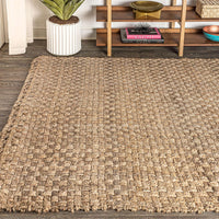 JONATHAN Y Hand Woven Boucle Chunky Jute Indoor Area-Rug, 8 X 10, Natural Color - $125