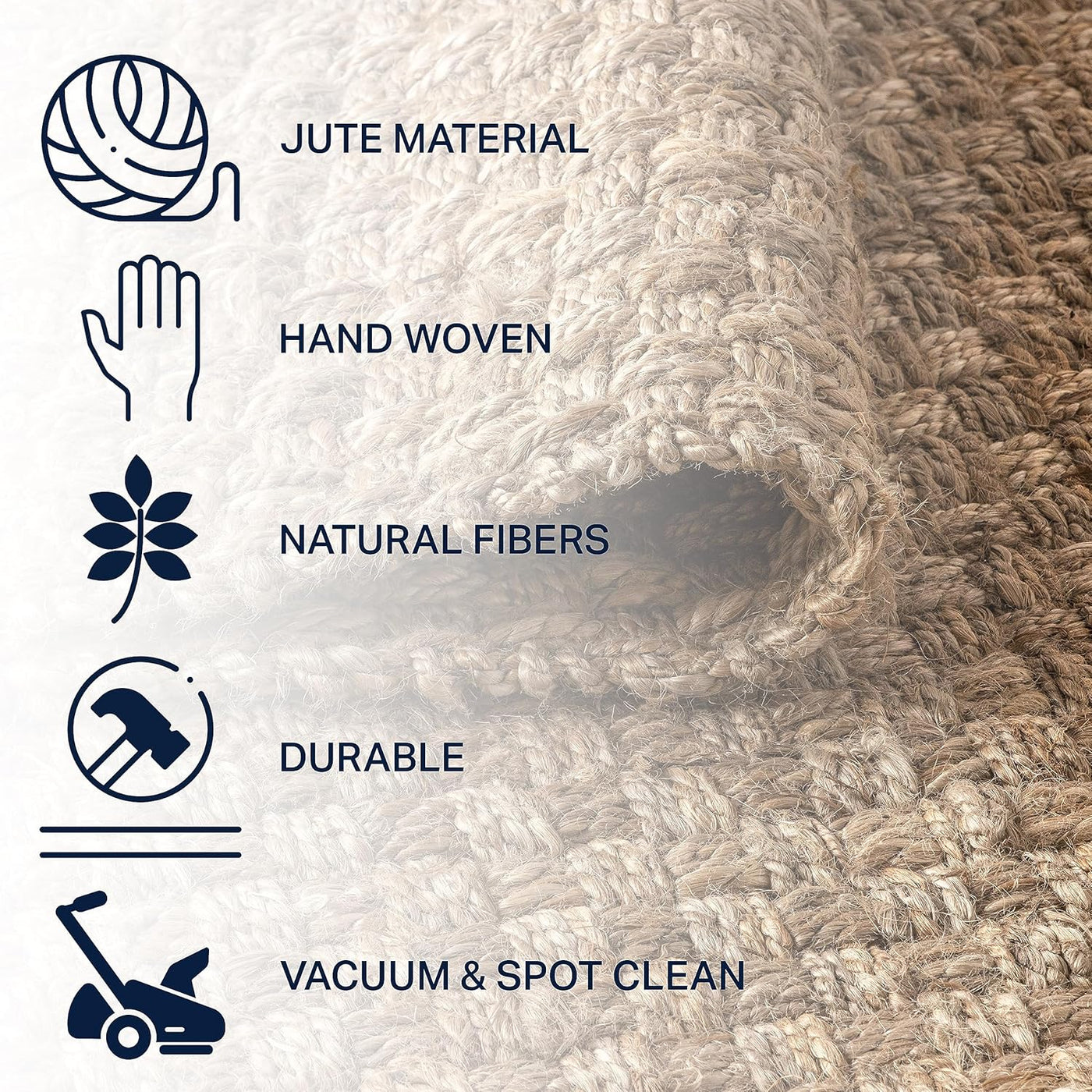 JONATHAN Y Hand Woven Boucle Chunky Jute Indoor Area-Rug, 8 X 10, Natural Color - $125