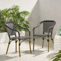 Noble House Baton Aluminum and Wicker Outdoor French Bistro Chairs, Set of 2 - $80